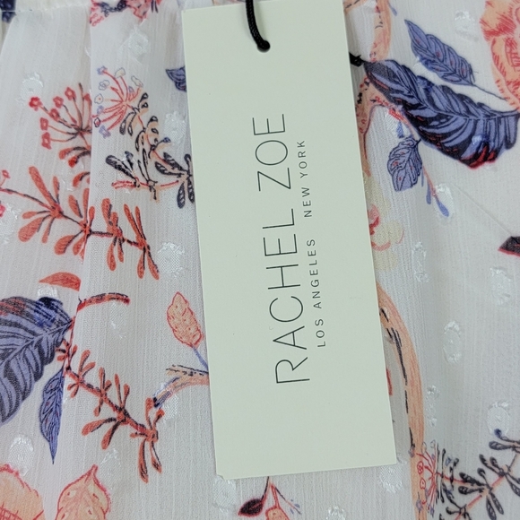 Rachel Zoe Muti Color Floral Bohemian Chic Chiffon Short Sleeve Blouse  L NEW - Picture 10 of 14